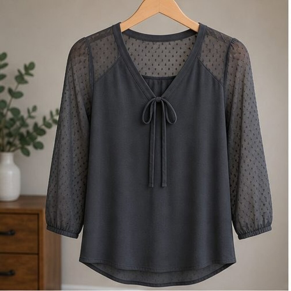Charcoal V Neck Top